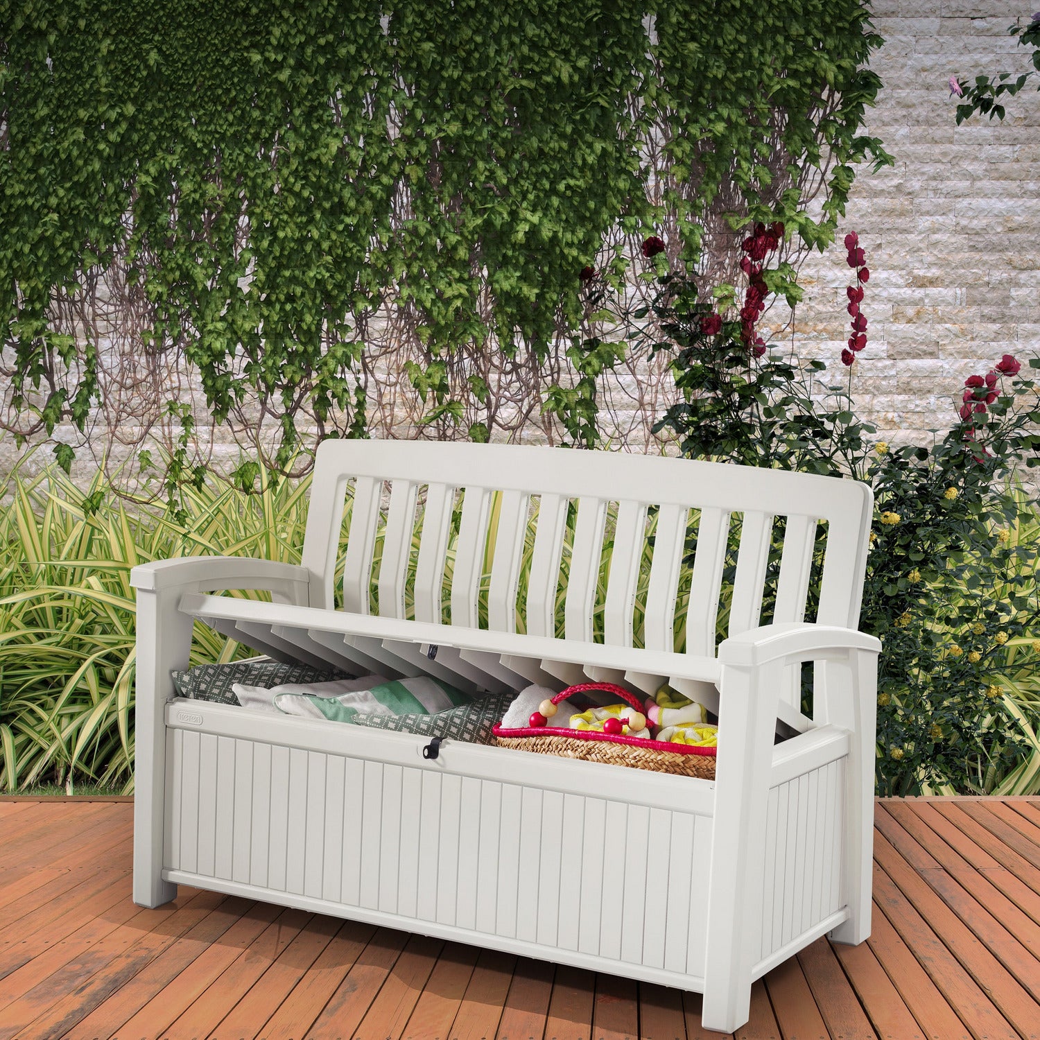 KETER - Cassapanca da giardino bianco Patio - h89x132x61 cm